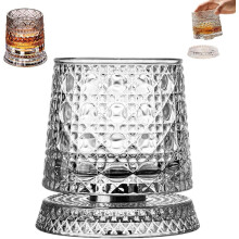 Rotating Whiskey Glass – 360 Stable Spin, Lead-Free Crystal, Detachable Base – Unique Gift for Dad or Husband