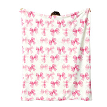 Pink Bow & Heart Flannel Blanket – King, Hypoallergenic, Soft Warm Throw for Bed/Sofa/Car, All-Season, Pastel Pink, Hand Wash