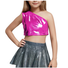 Girls off Shoudler Top Sequin Crop Blouse Fashion Sparkly Party Dancewear Short Shirts Clothes
