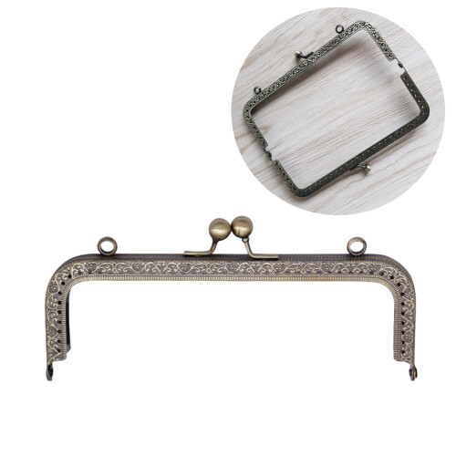 2Pcs Handmade Bag Purse Frame Metal Lock Dark Brown Clutch 1
