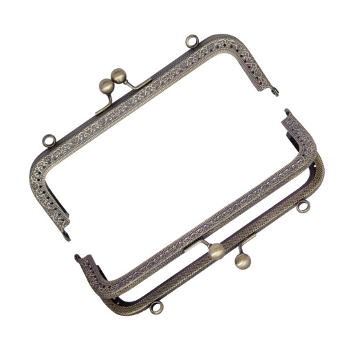 2Pcs Handmade Bag Purse Frame Metal Lock Dark Brown Clutch 2