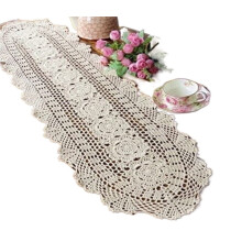Cotton Handmade Crochet lace Table Runners Oval Tablecloth Doilies Doily Table Dresser Scarf Décor