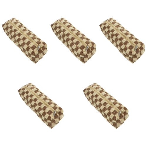 5Pcs Coffee Teen Pencil Case Multi-Function Large Capacity Organizer 2