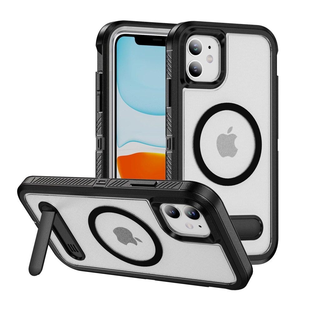 Magnetic Seamless Stand Case For Iphone 11, Compatible With Magsafe, Military-Grade Drop Protection, Slim Frosted Kickstand – Matte Black 9193271969785