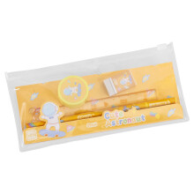 Cute Stationery Set with Transparent Organizer Case – Pencil, Ruler, Eraser – Portable Office Supplies & Fun Drawing Gift