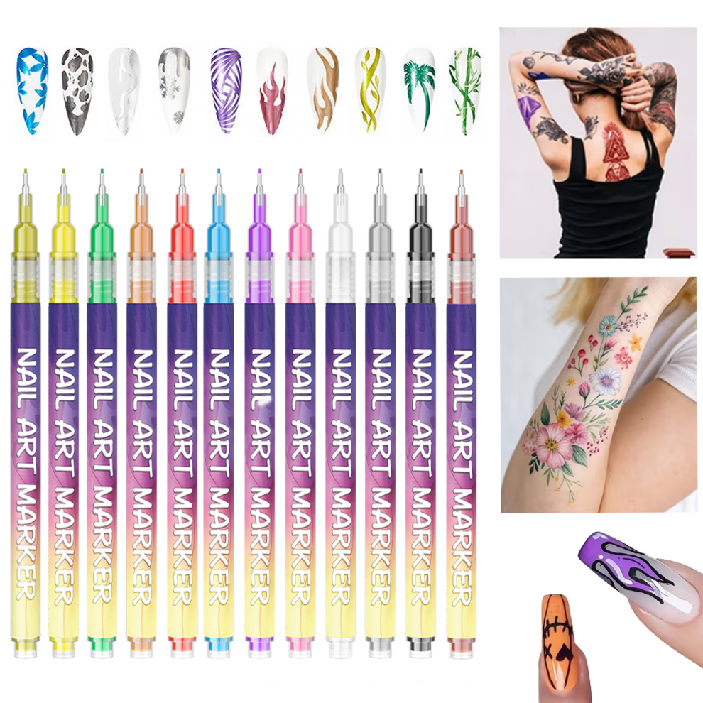 Nail Art Pen,Nail Art Marker,Tattoo Pens,Body Painting, Perfect for Parties and Festive Gifts Valentine's Day Birthday Present