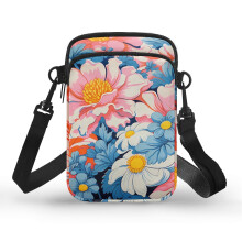 Umhängetasche für Erwachsene, Reisetasche mit blau-weißem Gänseblümchenmuster und Schultergurt