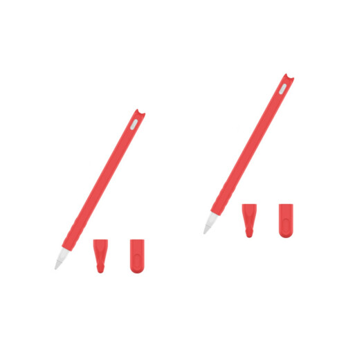 6Pcs Red Silicone Stylus Pen Nib Covers Durable Protective Caps Pouch 2