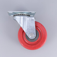 1 stk. 4-tommers Jujube Red anti-sveiving universalhjul doble hjul med styrebrems (rød + sølv)