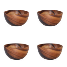 Wooden Salad Bowl Set (4pcs) | Natural Teak Round Serving Bowls for Fruit, Snacks & Storage | Handcrafted, Lightweight & Durable | Compatible with