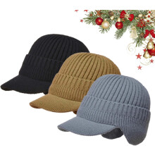 Cozy Head Beanie, Cozyhead Beanie with Elastic Warm Ear Protection, Soft Fuzzy Wool Knitted Hat with Brim for Winter Wear