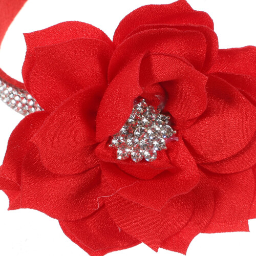 5Pcs Red Plush Dog Collar Adjustable Rhinestone Decorative Pet Collar 1