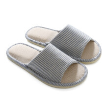 Pantufas unissex para uso interno, em algodão e linho, com bico aberto, antiderrapantes e macias.