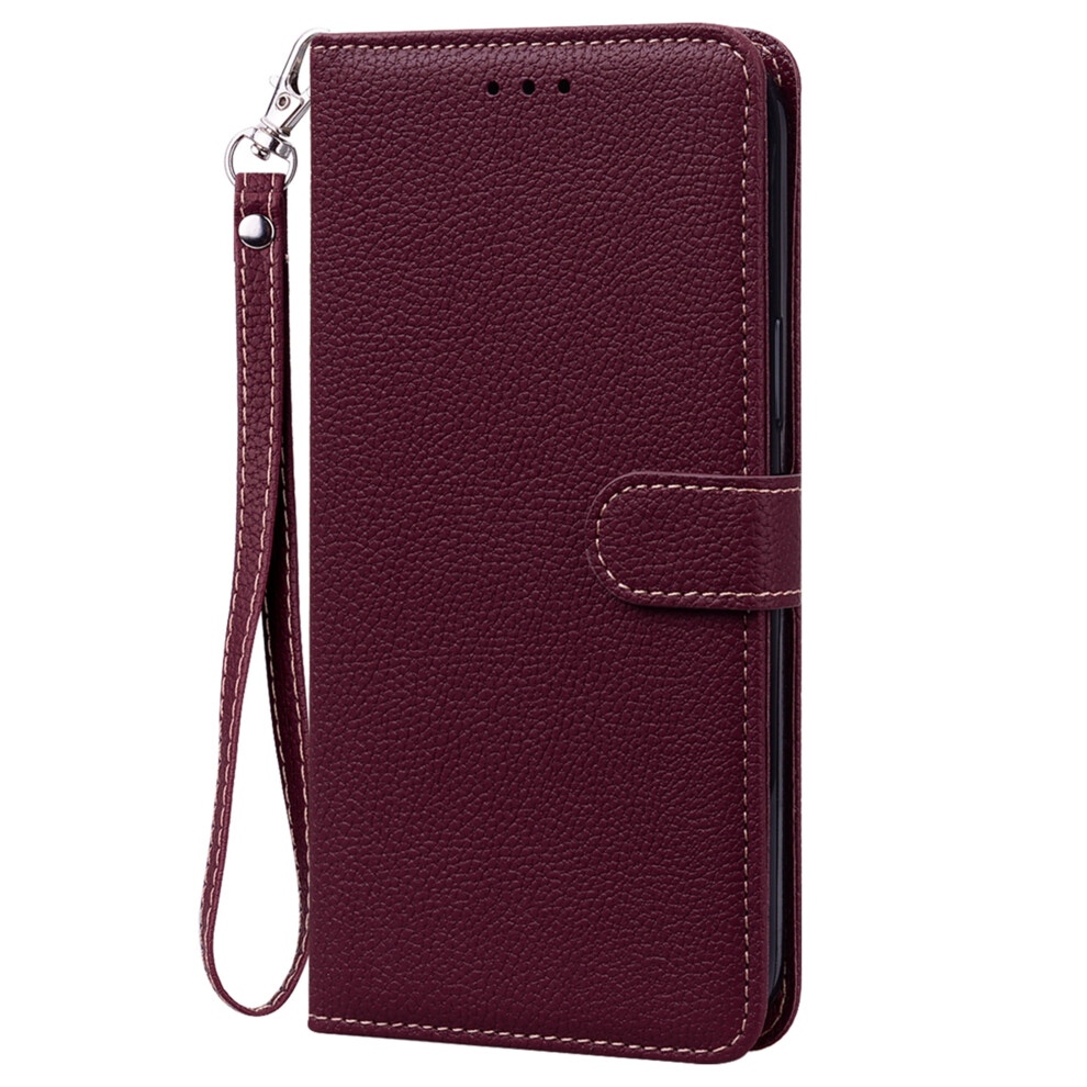 Tech Circle Wallet Case For Compatible With Iphone 11 Card Slots Holder Slim Pu Leather Folio Flip Case With Hand Strap, Winered 9097180810117