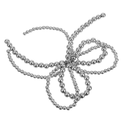4Pcs Silver Pearl Bow Phone Charm Plastic Keychain Bowknot Accessories 1