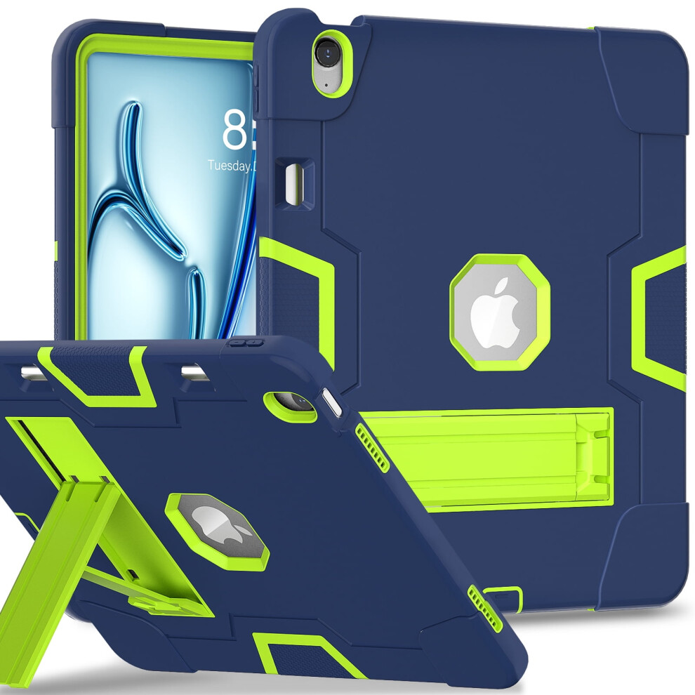 Shockproof 3-Layer Case For Ipad Air 13" (2025/2024, M3/M2) Â Silicone + Pc With Kickstand, Navy+ Green 9405492395978