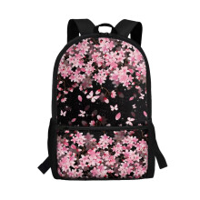 17-Zoll-Schulrucksack mit rosa Kirschblütenmuster für Mädchen von 6-12 Jahren, geräumiger Rucksack für den Schulbeginn
