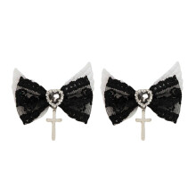Haarstrikjes met vleugels, balletcore hartstrikjes, platte clip, balletcore haarspeldstrikjes, elegante haarclip voor haarbundels.