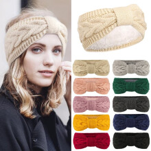 Winter Knit Twist Cable Headband Fuzzy Lined Thick Ear