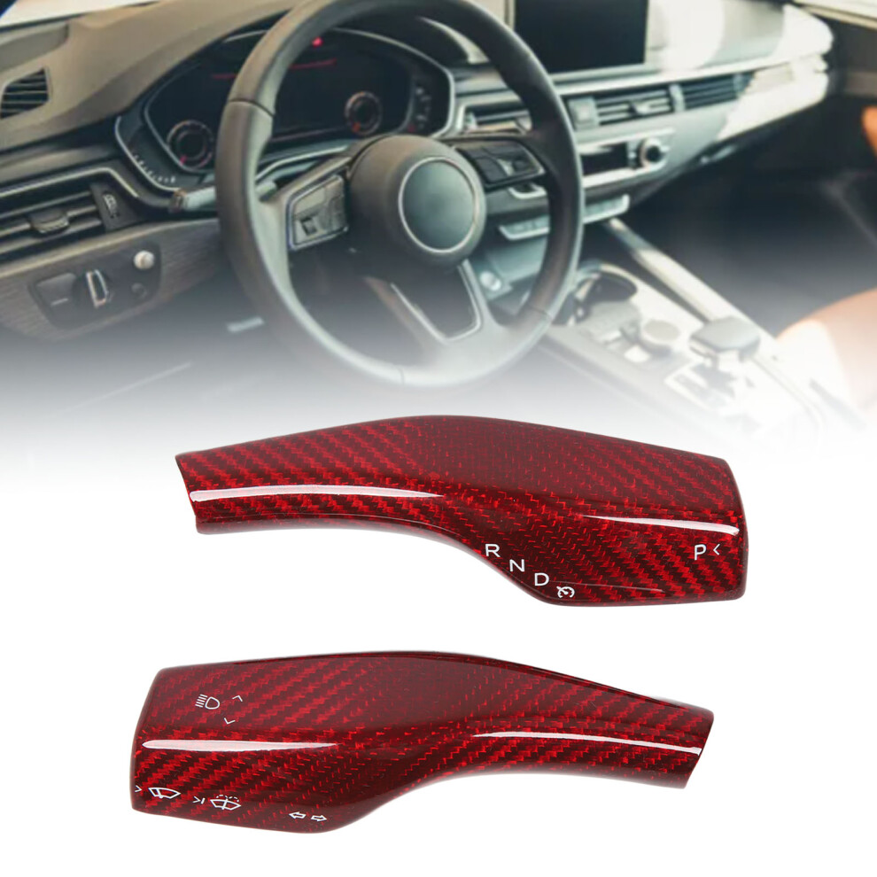 2Pcs Carbon Fiber Steering Wheel Shift Cover For Tesla Model 3/Y 2017-2023 Red 8441387442557