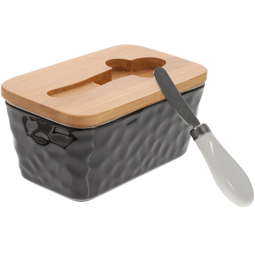 2Sets Convenient Black Butter Holder Ceramic Butter Storage Container 2