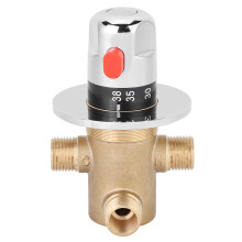 Safe Showering: Thermostatic Mixing Valve with Stable Water Temperature, Solid Brass Construction, US Standard1/2NPT Thread, Prevent Scalding for