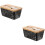 2Sets Convenient Black Butter Holder Ceramic Butter Storage Container 7