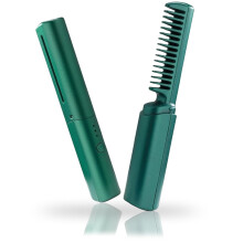 Ceramic Cordless 2-in-1 Hair Comb: Fast Heating for Straight Hair & Curls, Mini Dual Purpose Curling Iron — Compatible with US Voltage