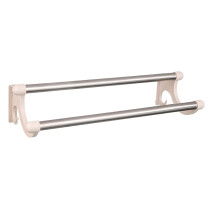 Bathroom Double Towel Hanger Wall Mount Stainless Steel & Plastic Beige