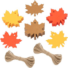 150 Pcs Paper Maple Leaf Gift Tags with Ribbon, 3 Styles Fall Leaves Labels for Thanksgiving & Classroom, Compatible with Autumn Decor