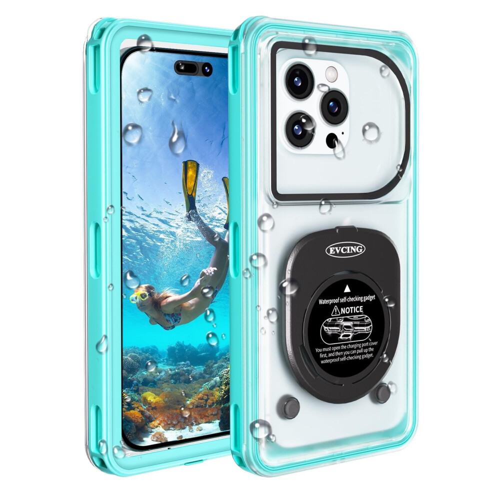 Waterproof Phone Case Up To 6.9" | Ipx8 Underwater Case For Snorkeling & Diving | Compatible With Iphone 16 Pro Max/15/14 & Galaxy S24 | Cyan Blue 9130661056649