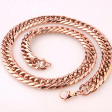 11/13/16 mm polierte Herrenkette aus Edelstahl mit kubanischen Gliedern – Roségold – 13 mm – 8 Zoll Armband