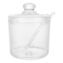 Clear Acrylic Sugar Bowl with Lid, Salt & Spice Container Set, Airtight Storage Jar for Tea, Herbs, Condiments (3.54"x3.54"x3.74")