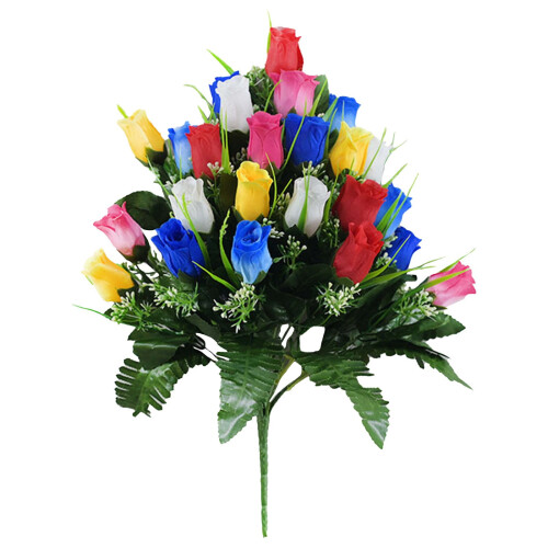 Kunstmatig rozenboeket voor grafmonument.