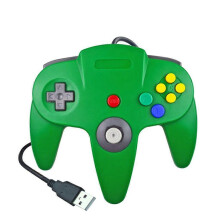 (Green) USB N64 Controller, Wired PC Gamepad for Windows, Compatible with N64 Emulators, Retro Gaming Controller