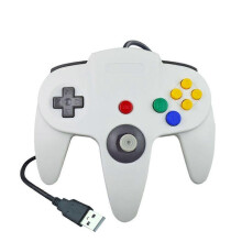 (White) USB N64 Controller, Wired PC Gamepad for Windows, Compatible with N64 Emulators, Retro Gaming Controller