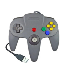 (Grey) USB N64 Controller, Wired PC Gamepad for Windows, Compatible with N64 Emulators, Retro Gaming Controller