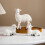 Vintage hvide lammefigurer i resin, sæt med 3 1