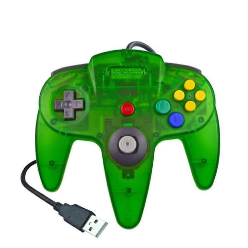 (Transparent green) USB N64 Controller, Wired PC Gamepad for Windows, Compatible with N64 Emulators, Retro Gaming Controller