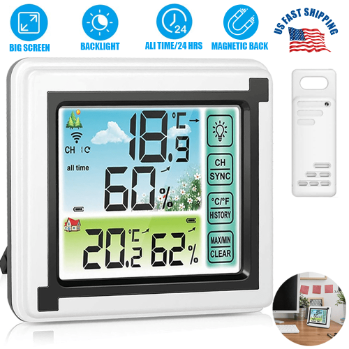Real Time Temperature and Humidity Display LCD Color Screen Wireless Thermohygrometer