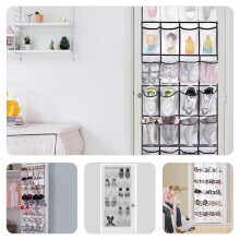1 Set Over The Door Shoe Storage Bag Multi-tier Hanging Organizer Door Hanging Hat Storage Bag