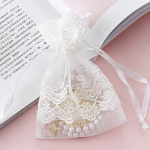 Pochettes Ă bijoux en dentelle blanche avec cordon de serrage (lot de 5)