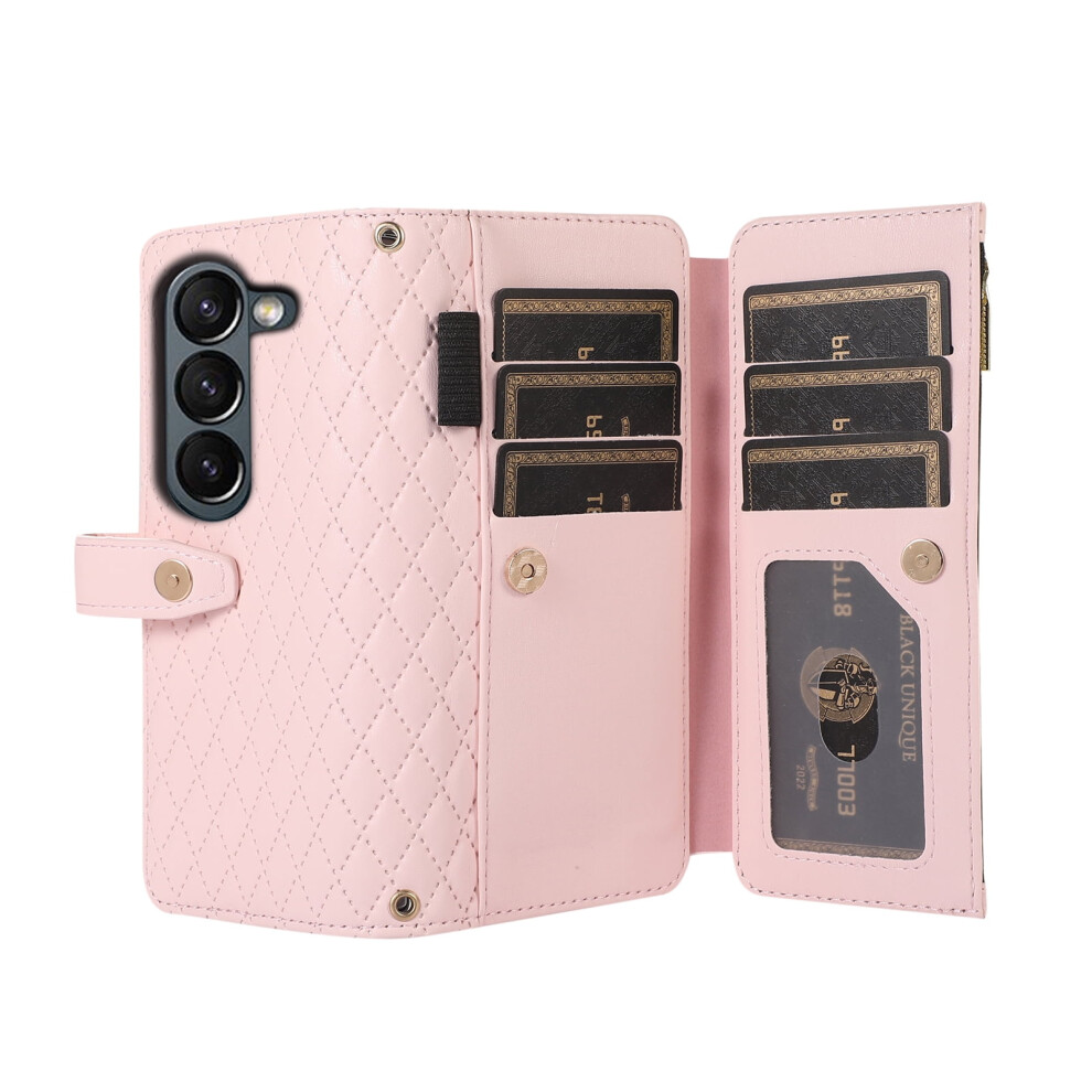 Tech Circle Wallet Case For Samsung Galaxy Z Fold5—Compatible With Z Fold5, Kickstand, 9 Card Slots, S Pen Holder, Shoulder Strap & Lanyard, Pink 9341593620239
