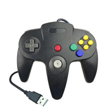(Black) USB N64 Controller, Wired PC Gamepad for Windows, Compatible with N64 Emulators, Retro Gaming Controller