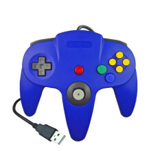 (Blue) USB N64 Controller, Wired PC Gamepad for Windows, Compatible with N64 Emulators, Retro Gaming Controller