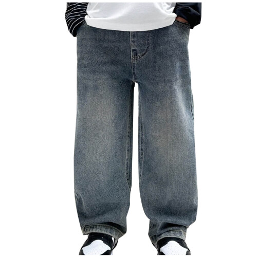 Τζιν φαρδιά για αγόρια για παιδιά, εφηβικά, casual, ίσια, φαρδιά τζιν cargo, χαλαρά,