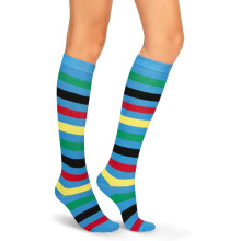 Womens Athletic Knee High Socks, Outdoor Sport Thigh High Stockings, Casual Stripes Tube Socks