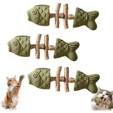 Purrident Cat Dental Chew Toy, Fishbone Shape with Catnip & Silvervine, Durable Feline Tooth Care Tool, Multi-Flavor (3PCS-A)
