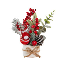 Mini Christmas Tree, Mini Tabletop Christmas Tree Decor for Desk Bedroom Office Small Christmas Decorations with Red Christmas Ball for Holiday