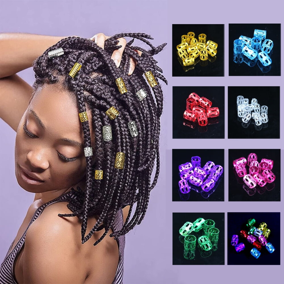 Unisex Silver,Gold 100 Pcs Aluminum Dreadlock Hair Jewelry For Women Braids Gold Hair Accessories Silver Hair Rings Adjustable Cuffs Braiding Hair Decoration Clips